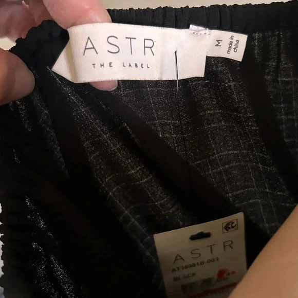 ASTR the label Tie Waist 3/4 Balloon Sleeve Crop Top Black Size M - Picture 9 of 12